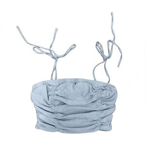 Skylar Rose  Ruched Light Grey Crop Top With Tie Straps Size Small
